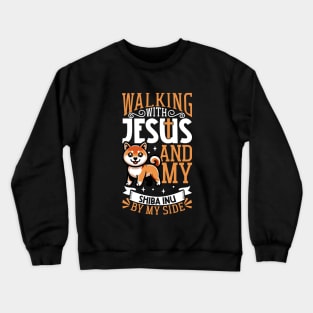 Jesus and dog - Shiba Inu Crewneck Sweatshirt